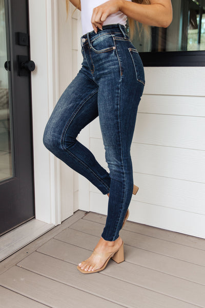 Lydia Mid Rise Vintage Raw Hem Skinny Jeans
