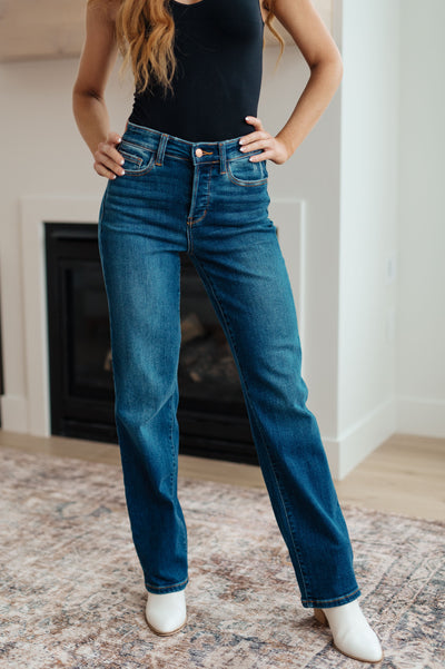 Pippa High Rise Button Fly Straight Jeans