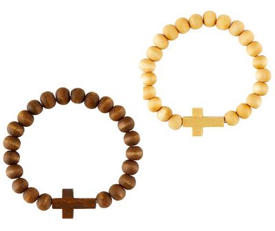 Wood Bead Cross Bracelet