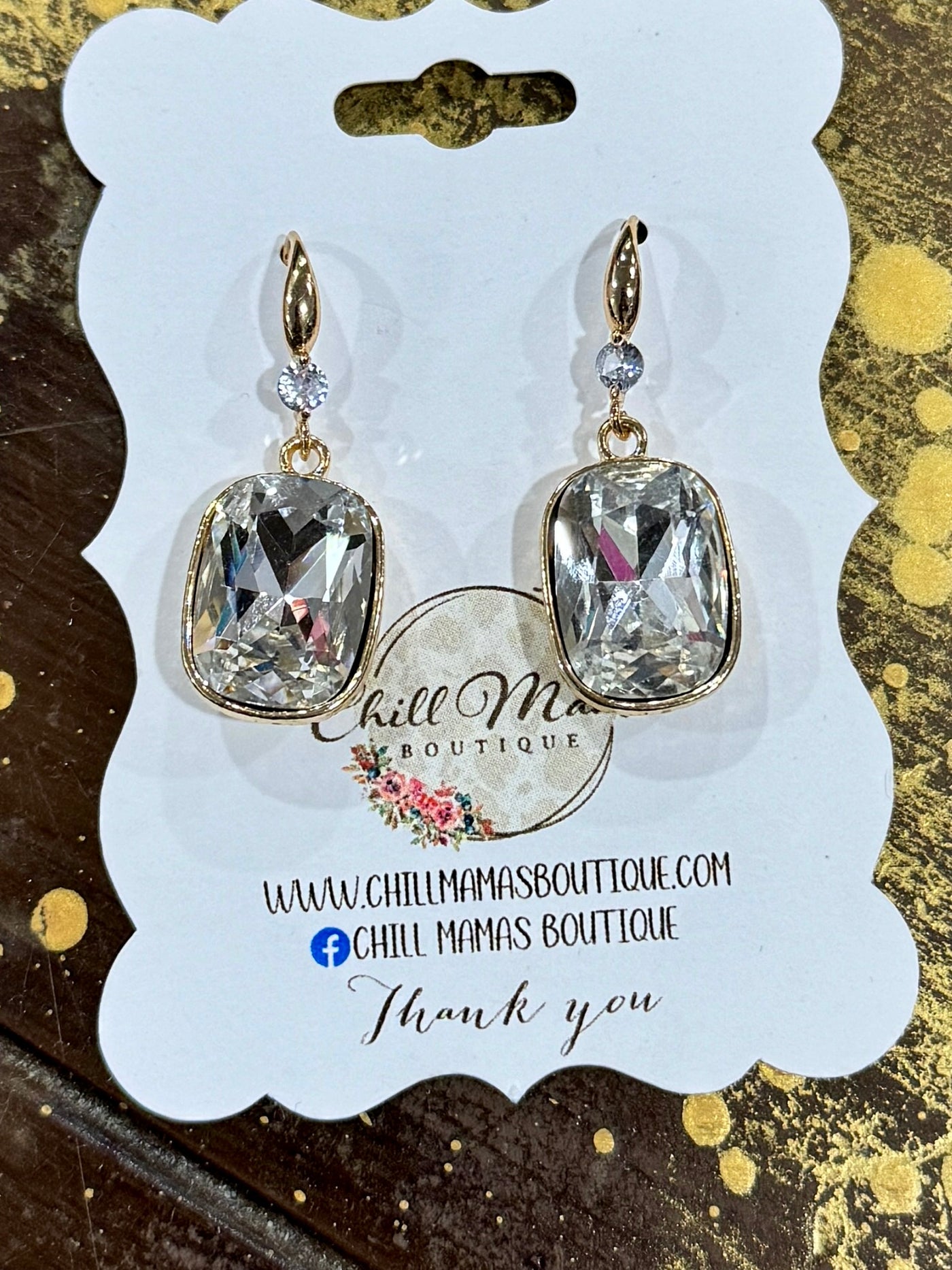 Dazzling Elegance Faux Diamond & Gold Drop Earrings