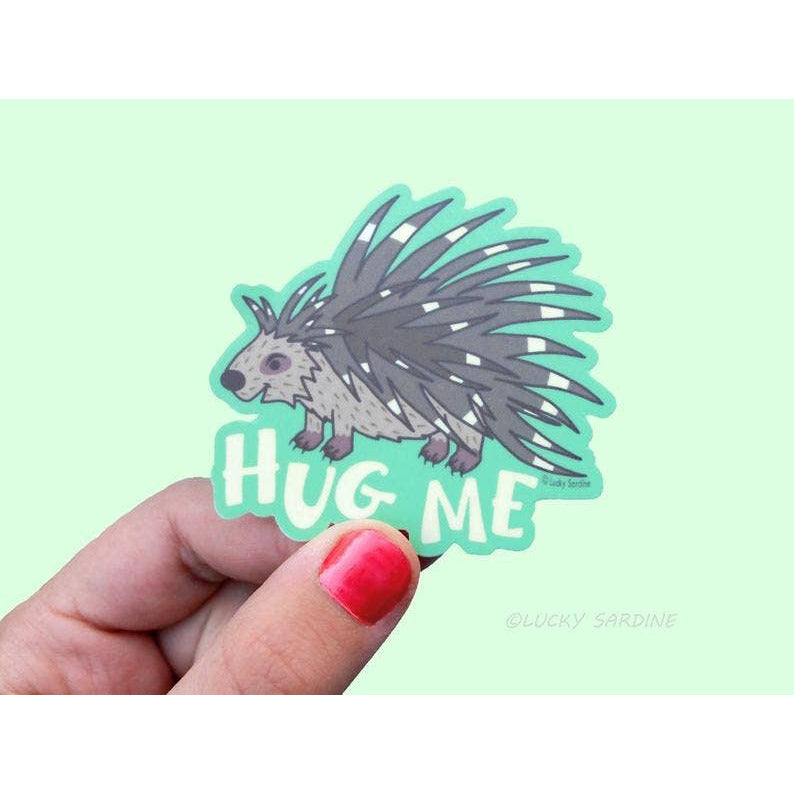 Porcupine Funny Hug Me Vinyl Sticker
