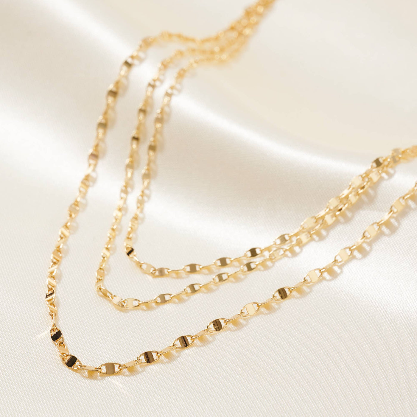 Triple Layered Gold Link Necklace