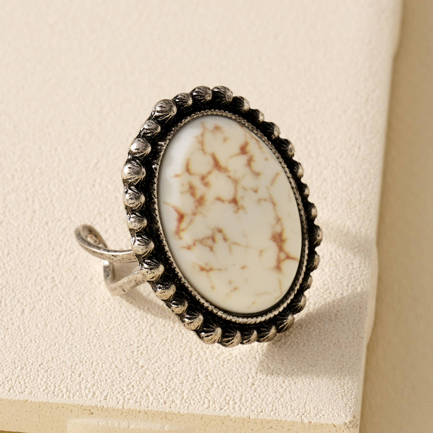 Oval Stone Open Ring