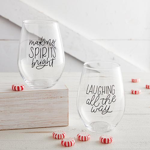 Stemless Wine Glass-Laughing