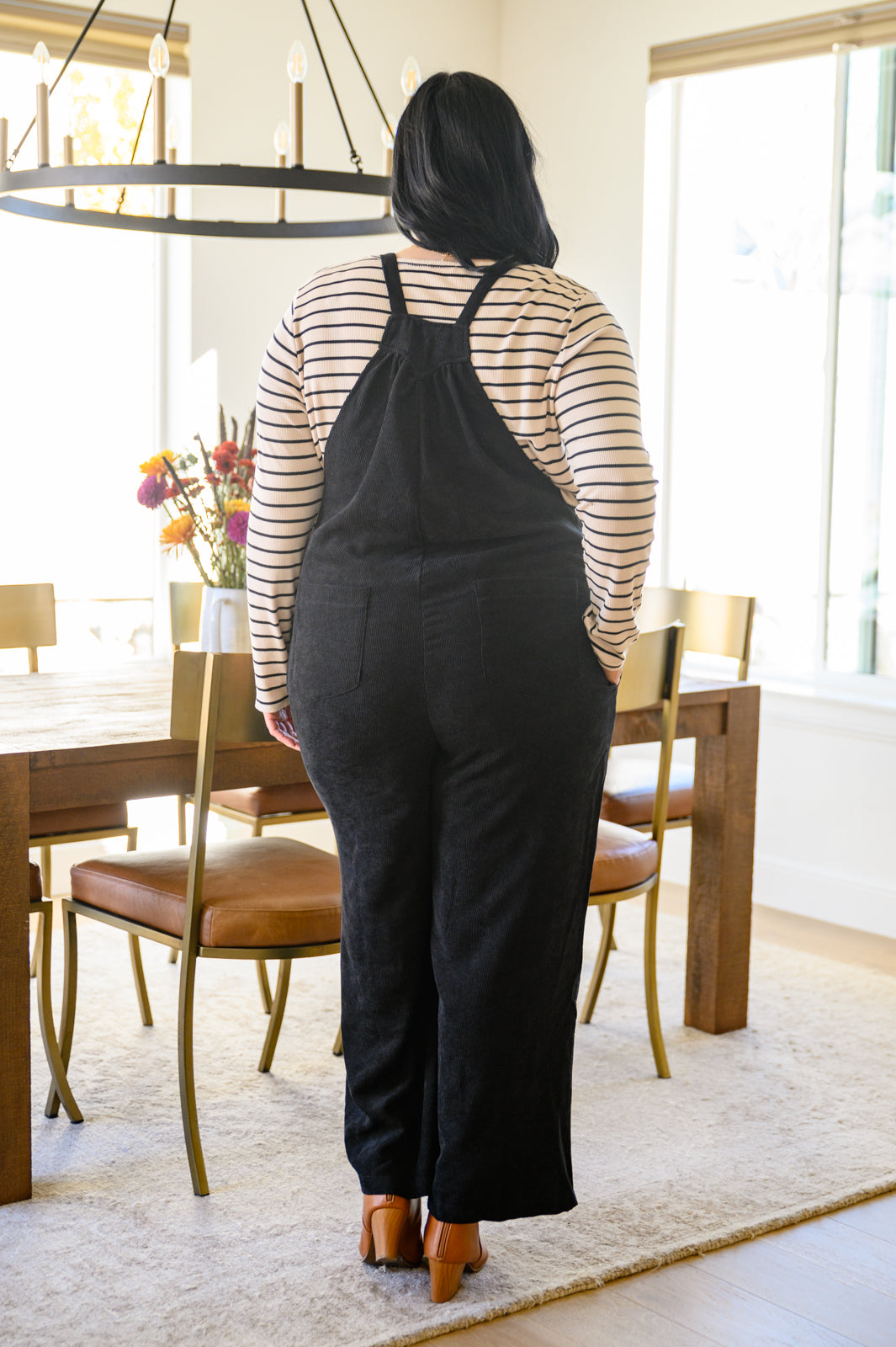 More Than Friends Corduroy Jumpsuit In Black