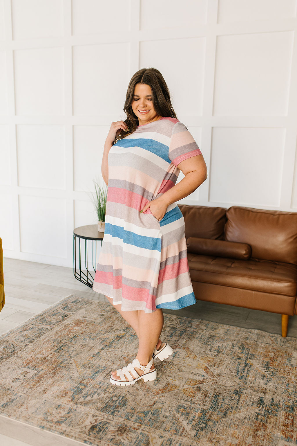 Simple Moments Striped T Shirt Dress