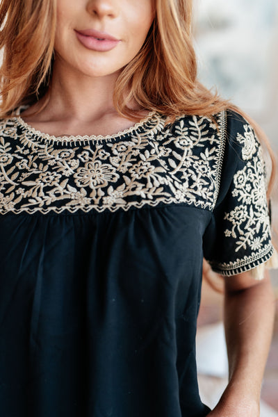 Try Again Embroidered Top