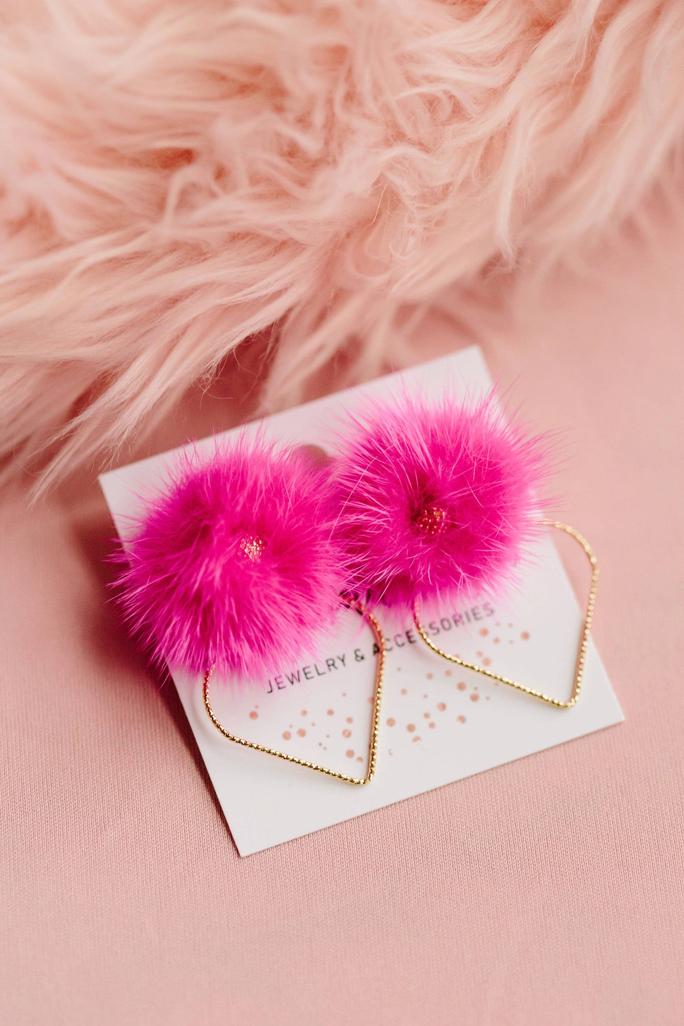 Pink Puff Heart Earrings - 2 colors