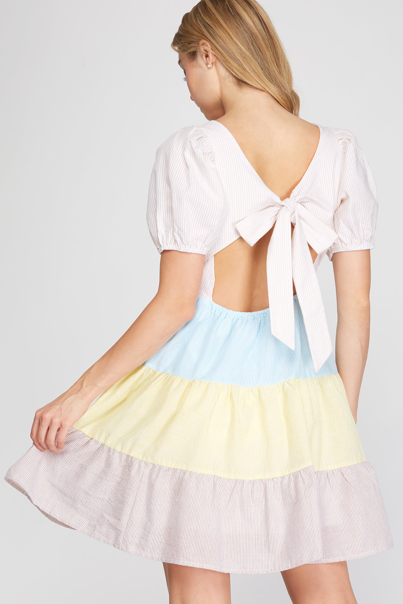 Color Block Dress - Beige