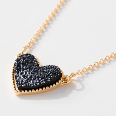 Druzy Heart Stone Necklace & Earring Set