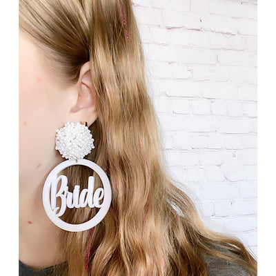 White Bride Dangle Earrings